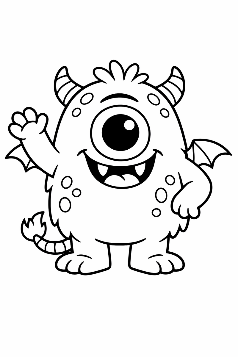 Cute One-Eyed Monster coloring page