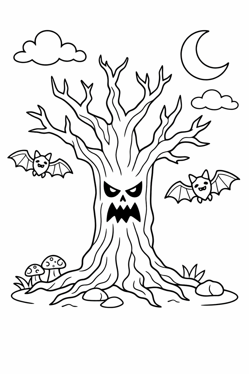 Spooky Bare Tree coloring page