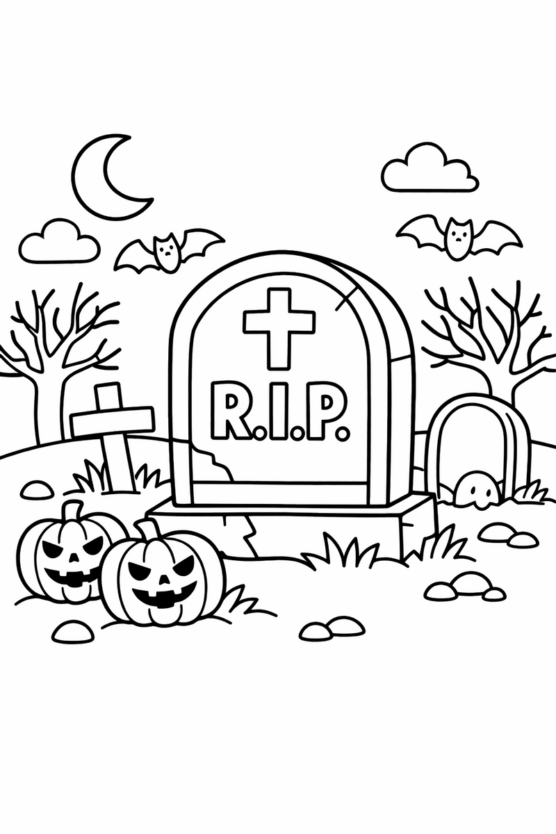 Graveyard Tombstone coloring page