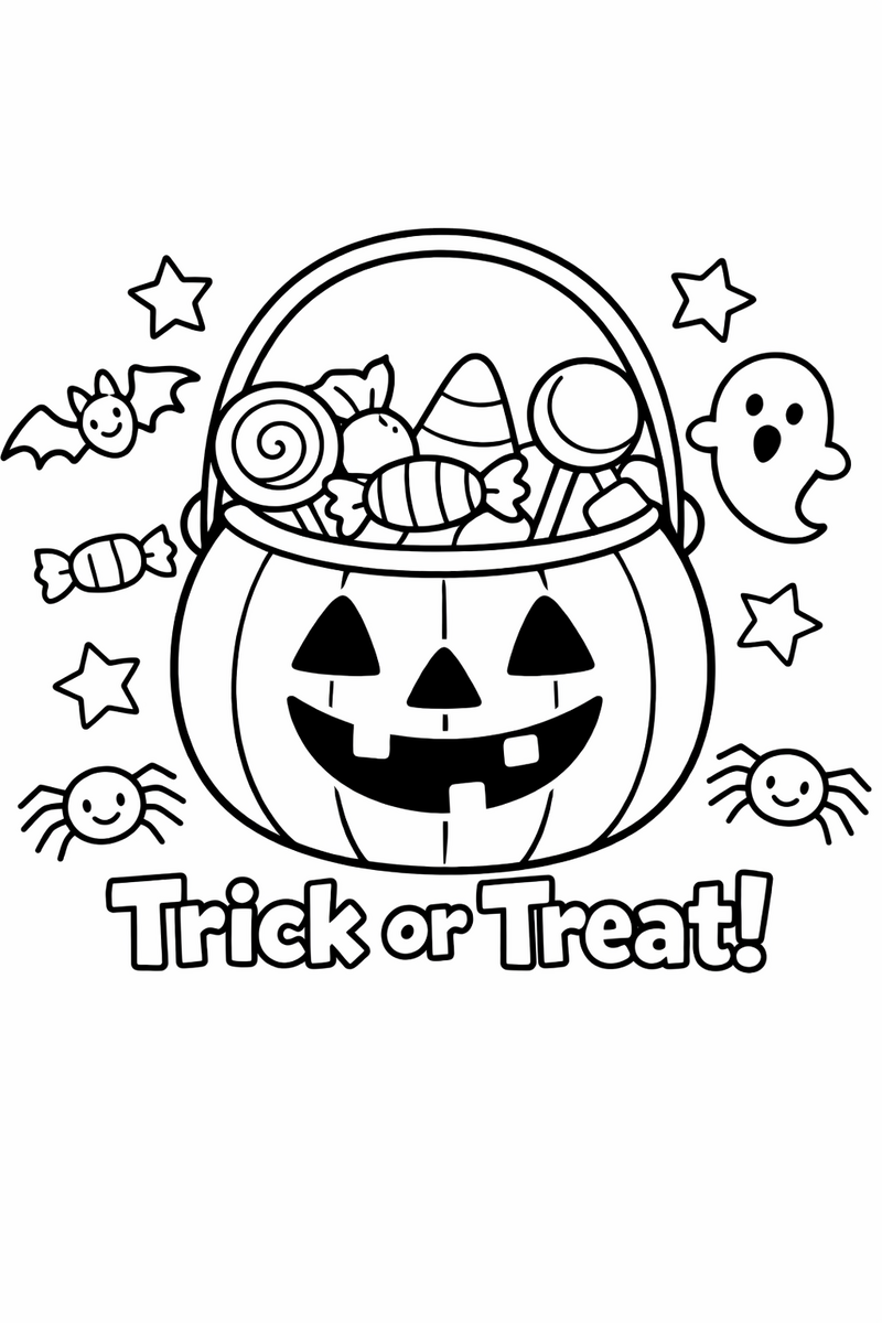 Trick-or-Treat Pumpkin Pail coloring page