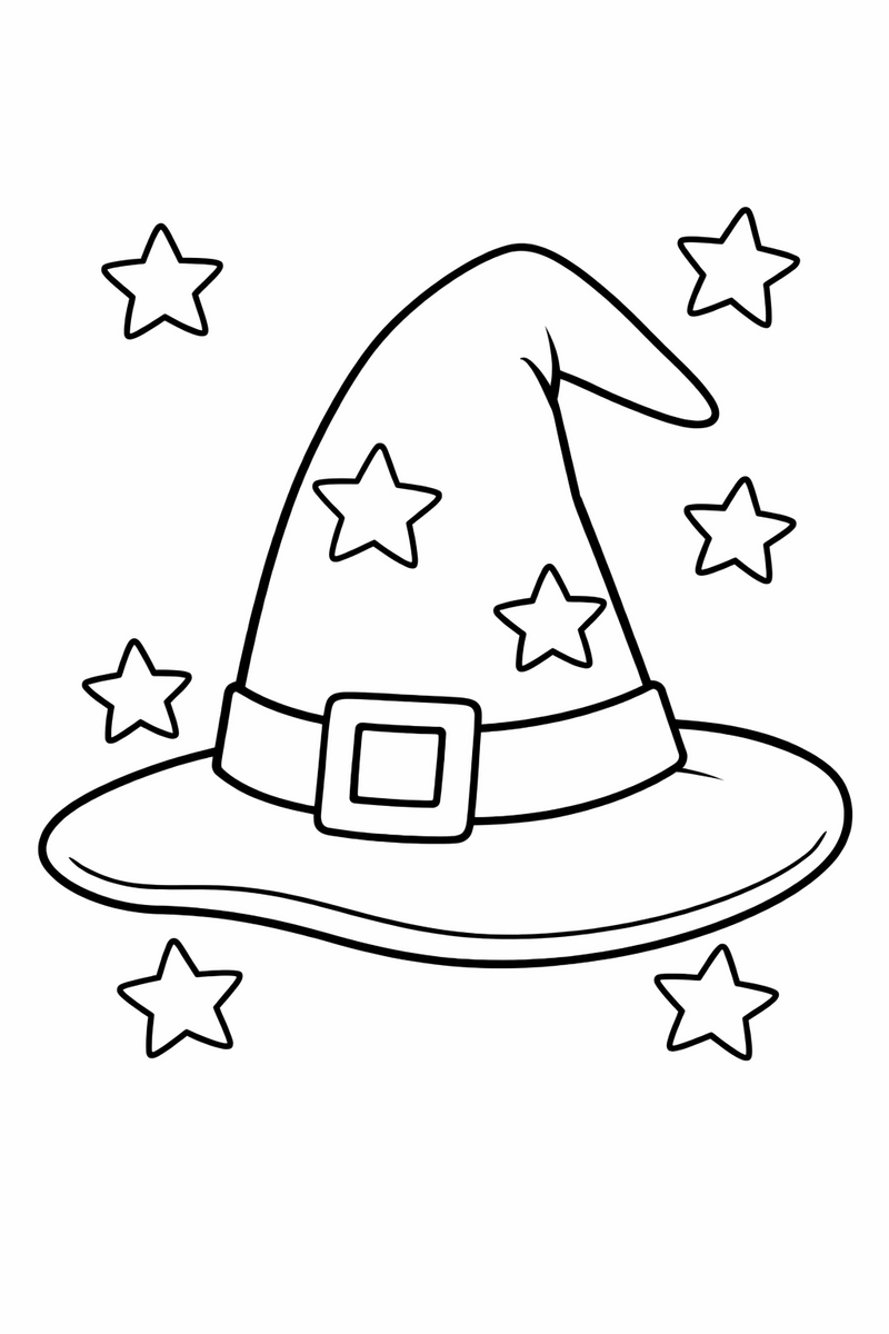 Witch Hat with Stars coloring page