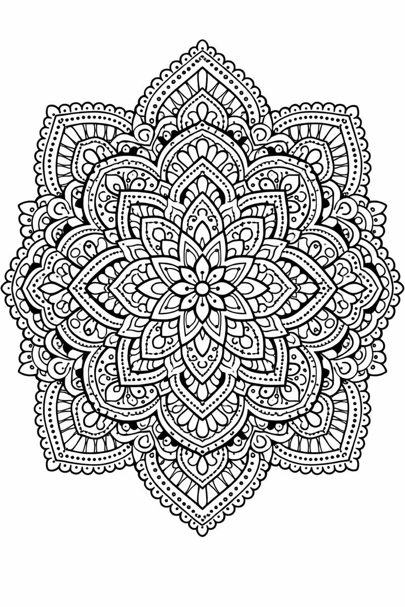Intricate lace mandala with extremely fine filigree, tiny cutwork holes and dense layered detail for adults, elaborate symmetric coloring page