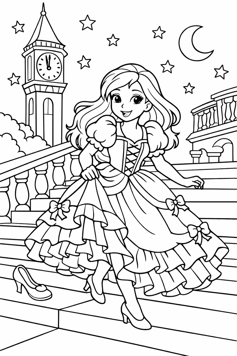 Medianoche en el palacio, dibujo para colorear
