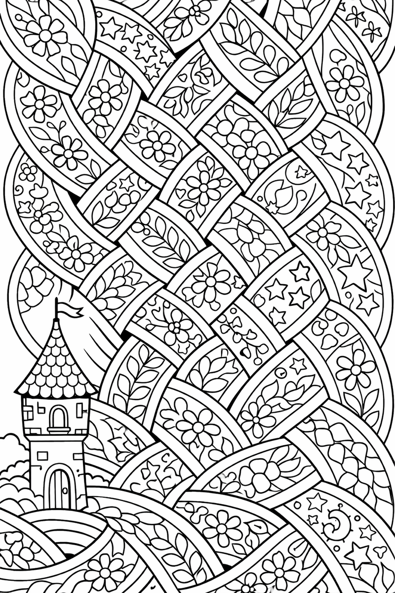 Trenza de patrones, dibujo para colorear
