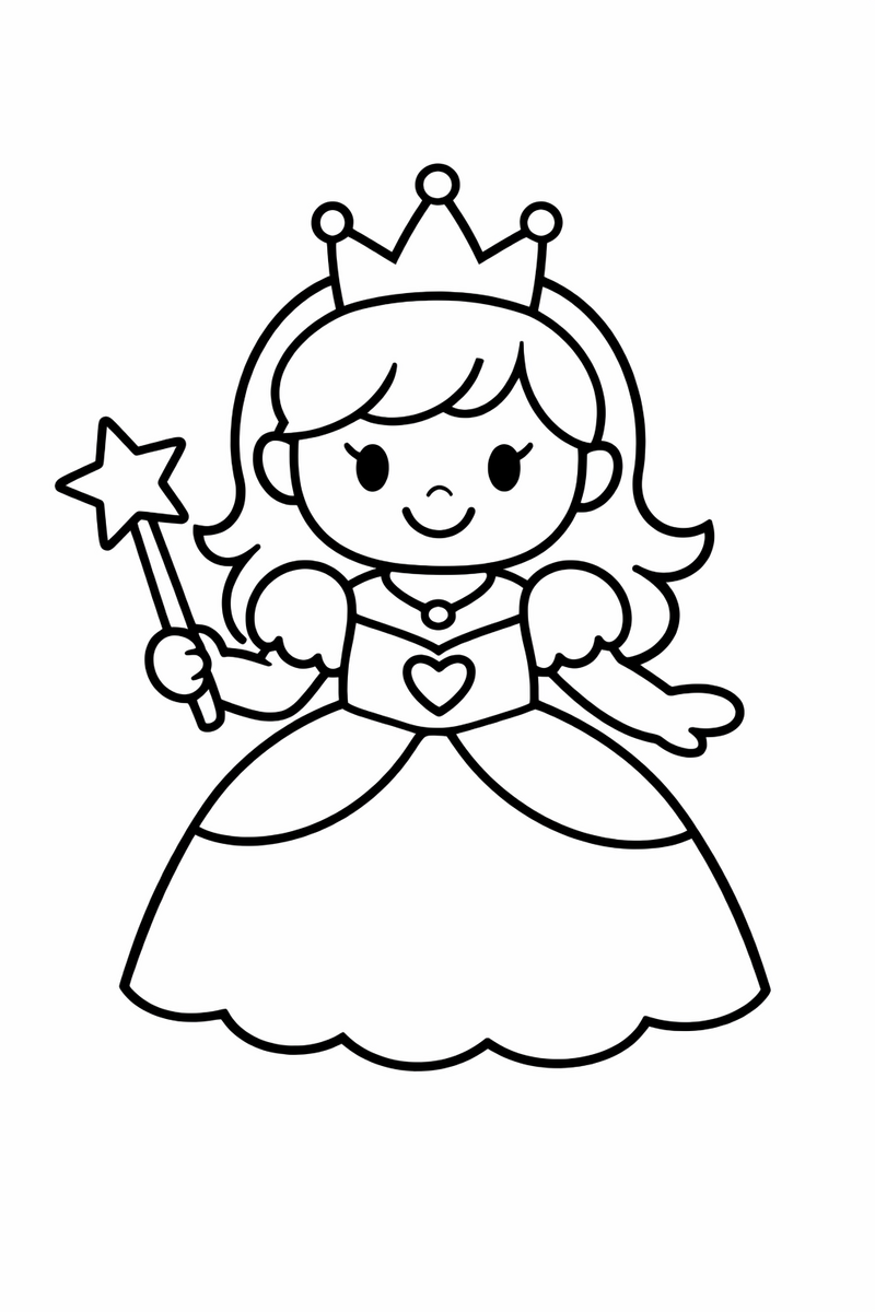 Dibujo fácil de una princesa con líneas extra gruesas para los más pequeños