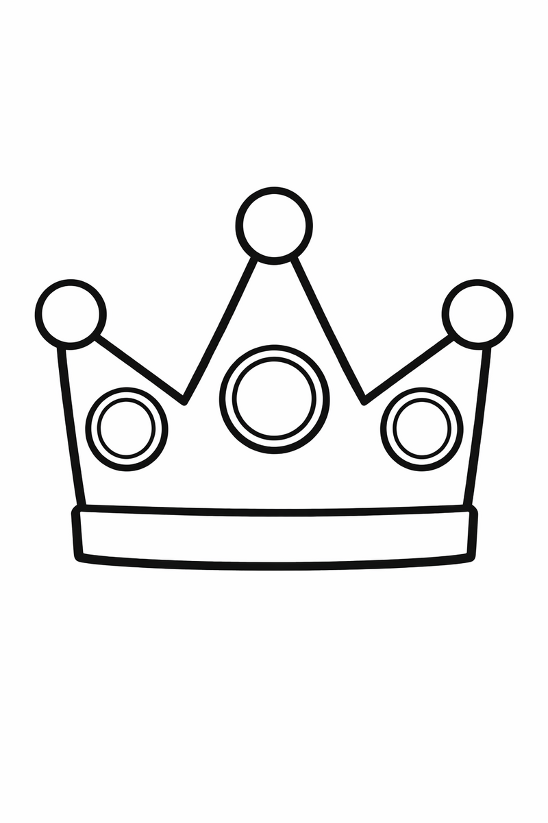 A very simple big crown with three round jewels drawn in extra thick bold lines for toddlers coloring page