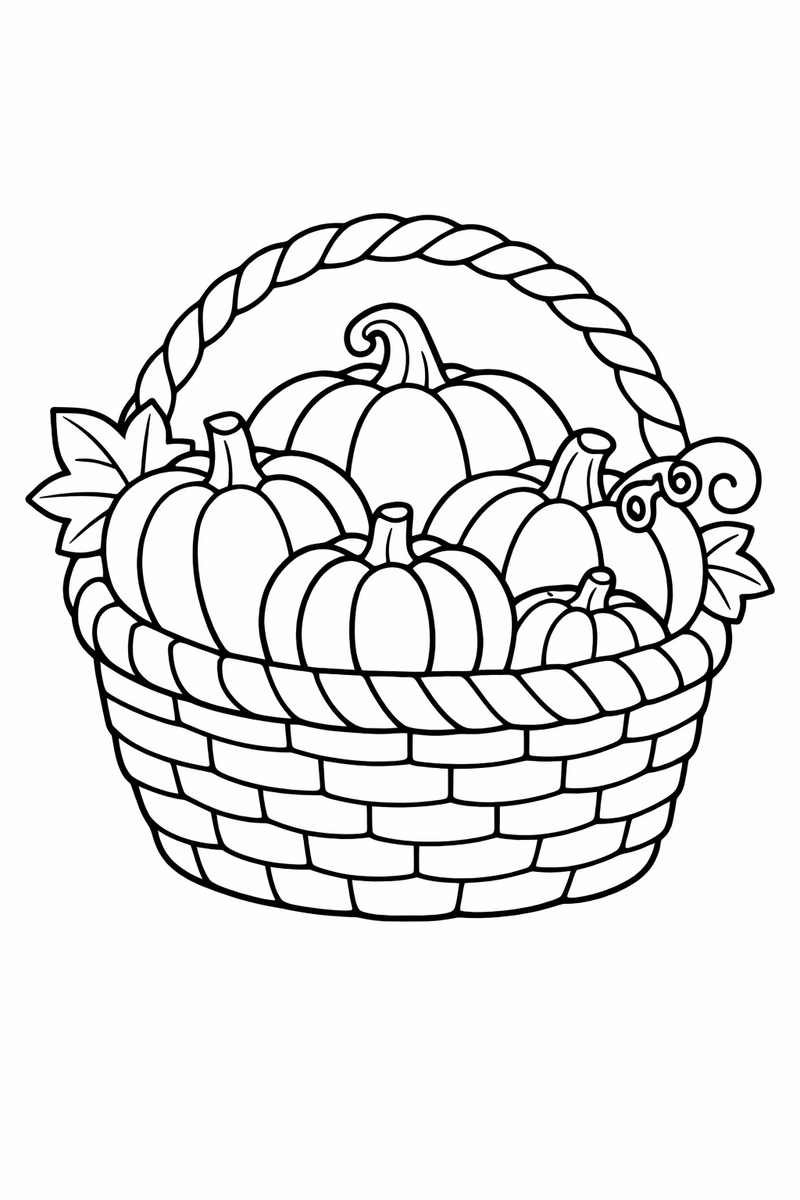 Basket of Pumpkins coloring page