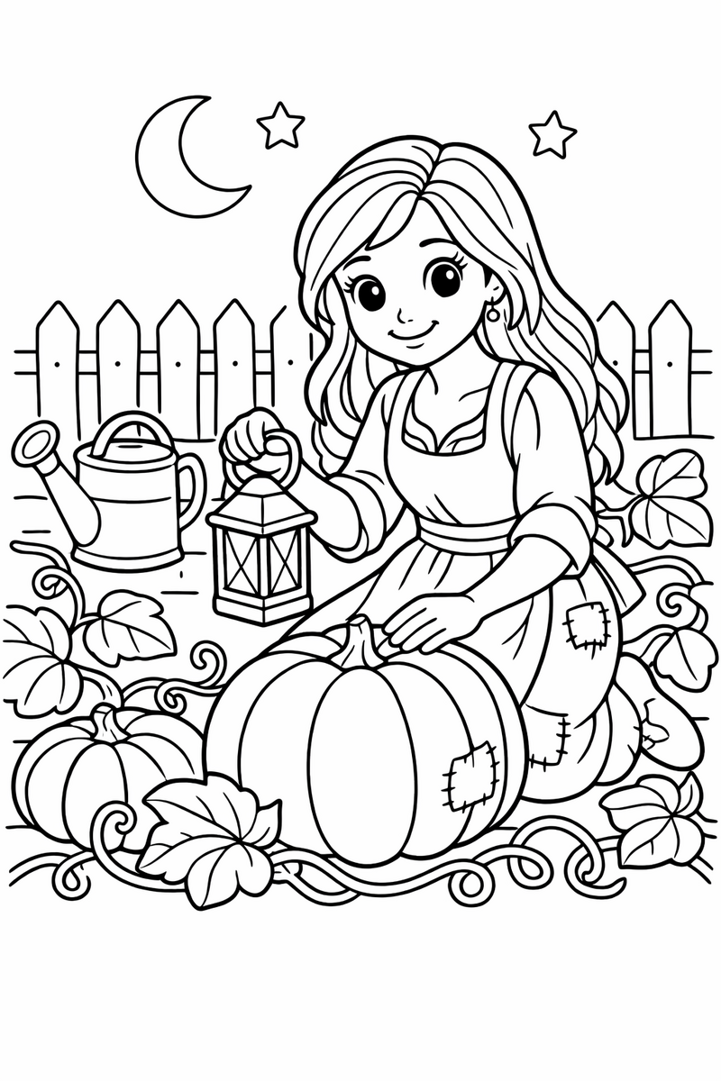 Eligiendo la calabaza, dibujo para colorear