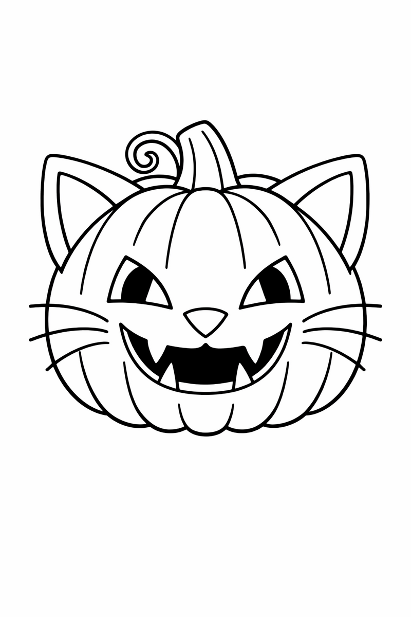Cat-Face Jack-o-Lantern coloring page