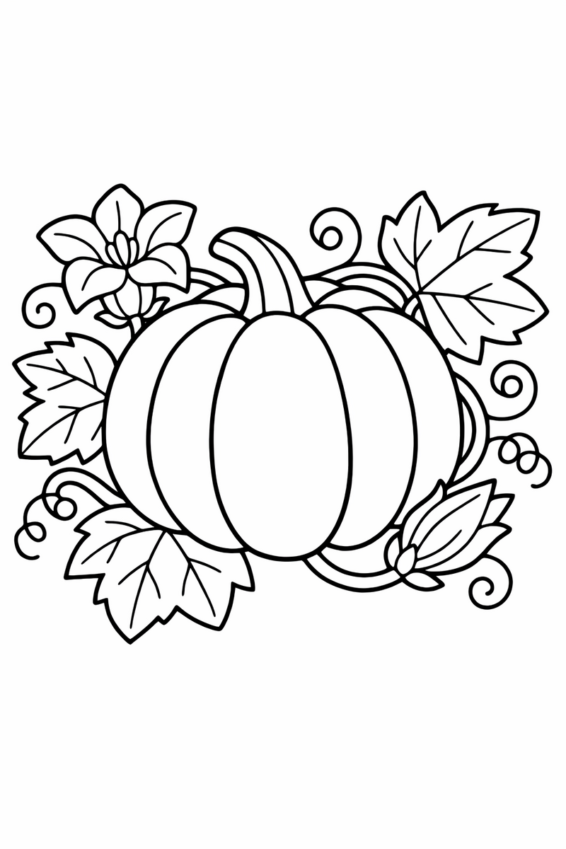 Pumpkin on the Vine coloring page