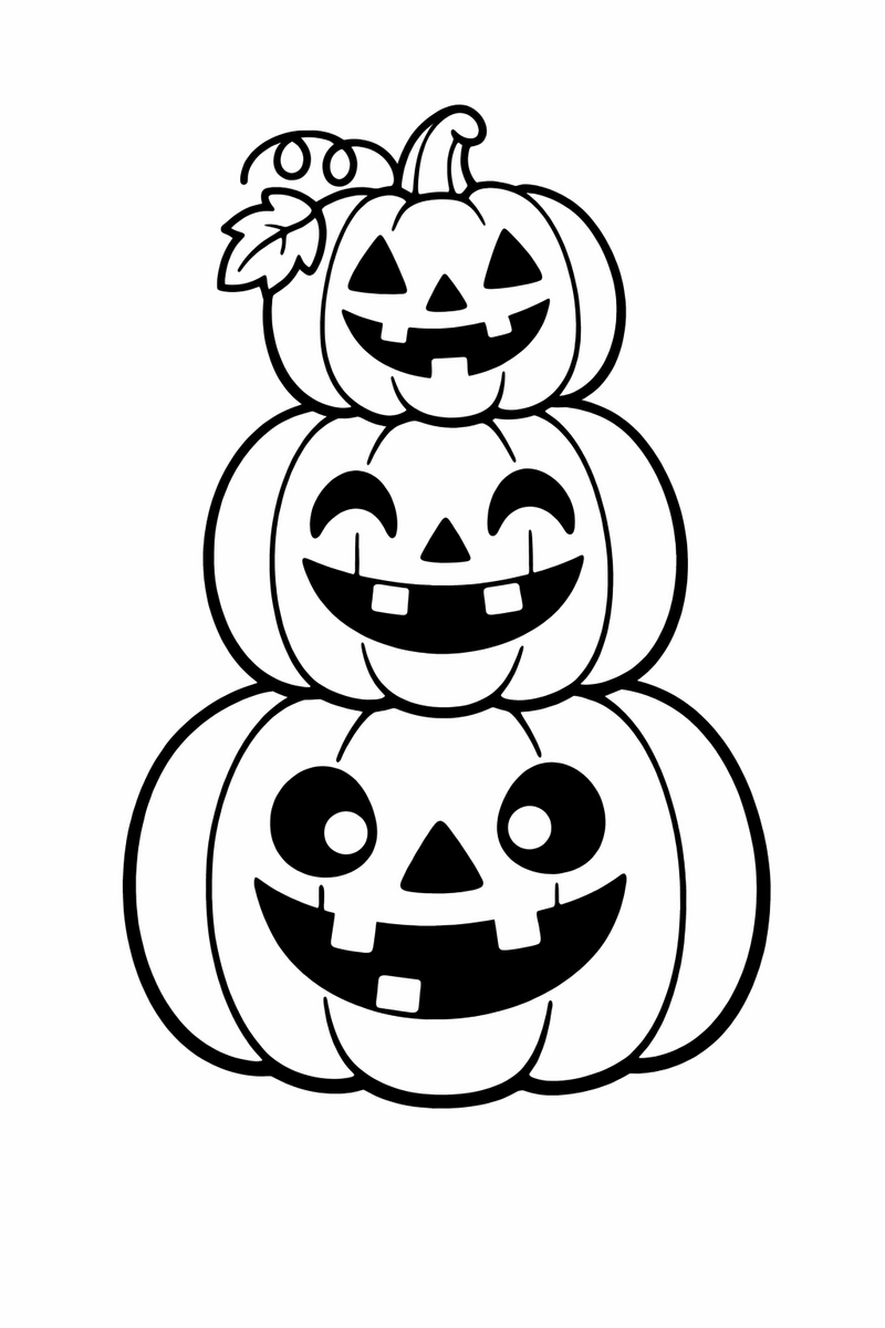 Three Stacked Pumpkins coloring page