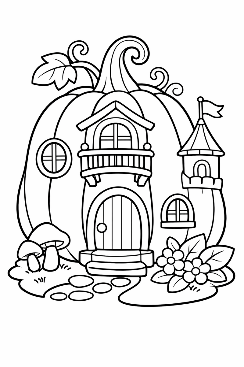 Tall Fairytale Pumpkin coloring page
