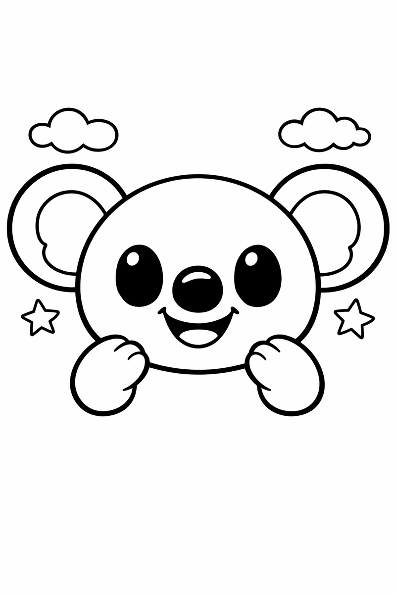 Dibujo fácil de la cara sonriente de un alien azul estilo Stitch para colorear