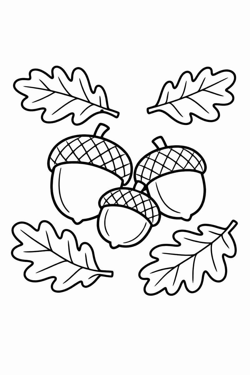 Acorns and Oak Leaves coloring page