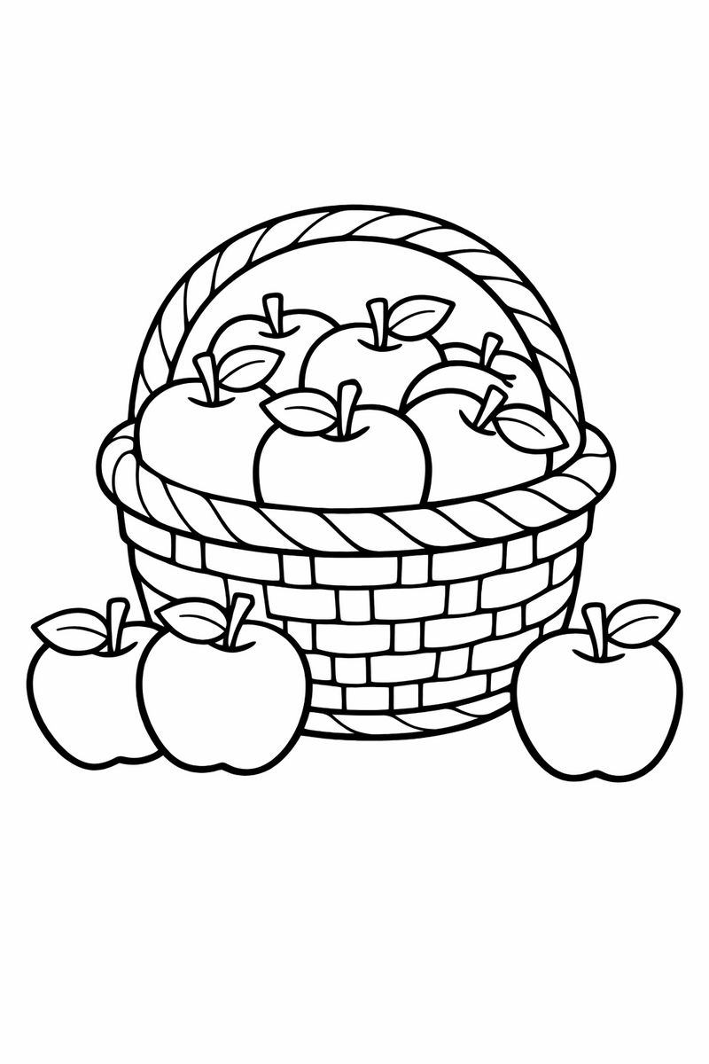 Basket of Apples coloring page