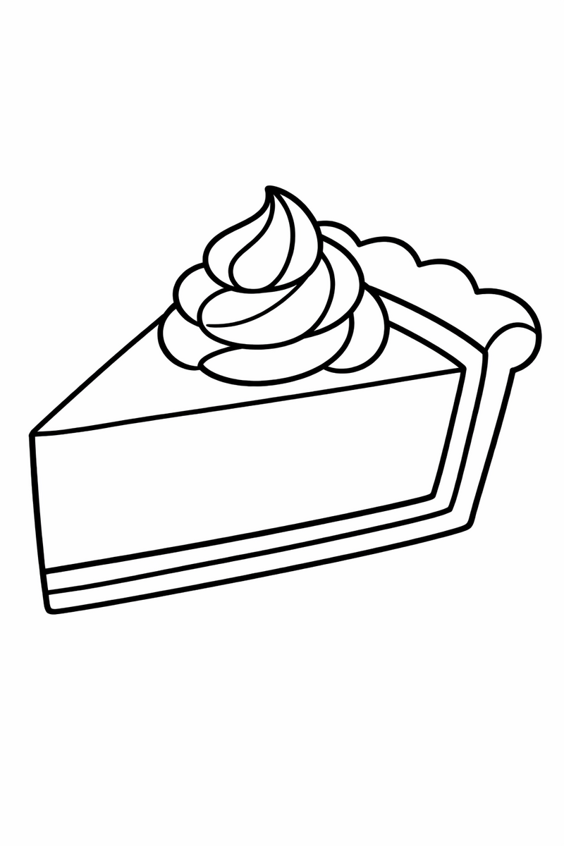 Slice of Pumpkin Pie with Cream coloring page