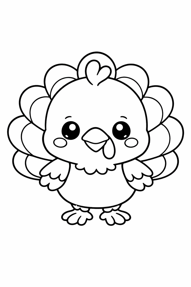 Kawaii Turkey coloring page