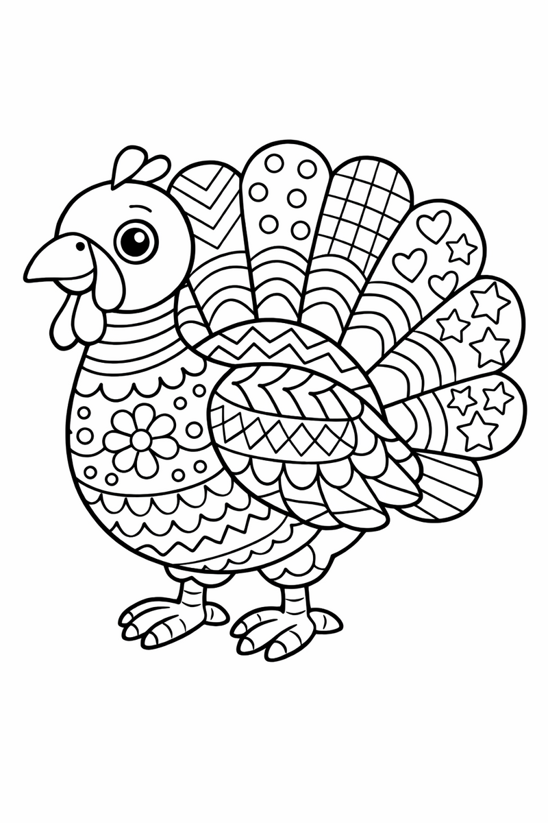 Patterned Turkey coloring page
