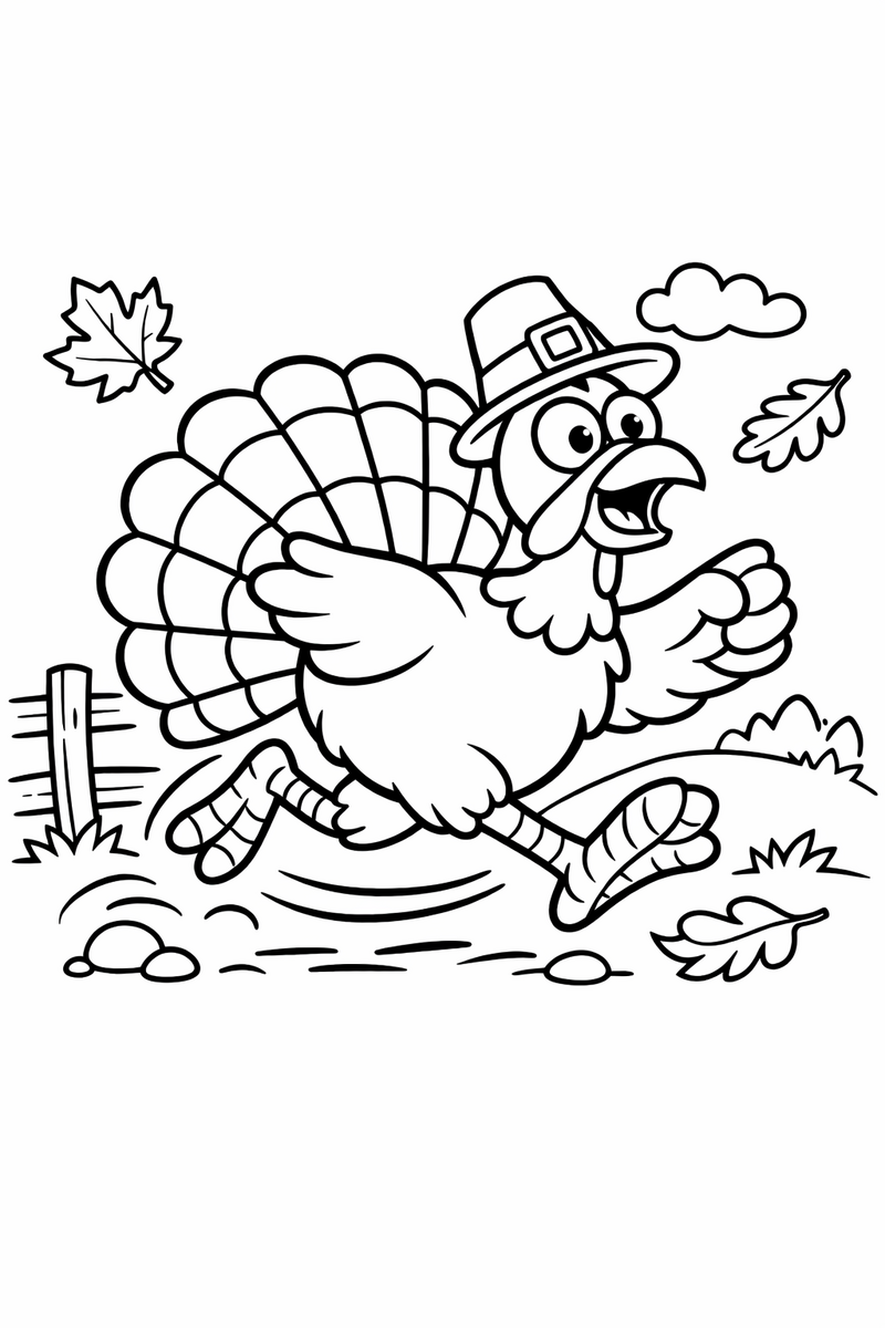 Turkey on the Run coloring page
