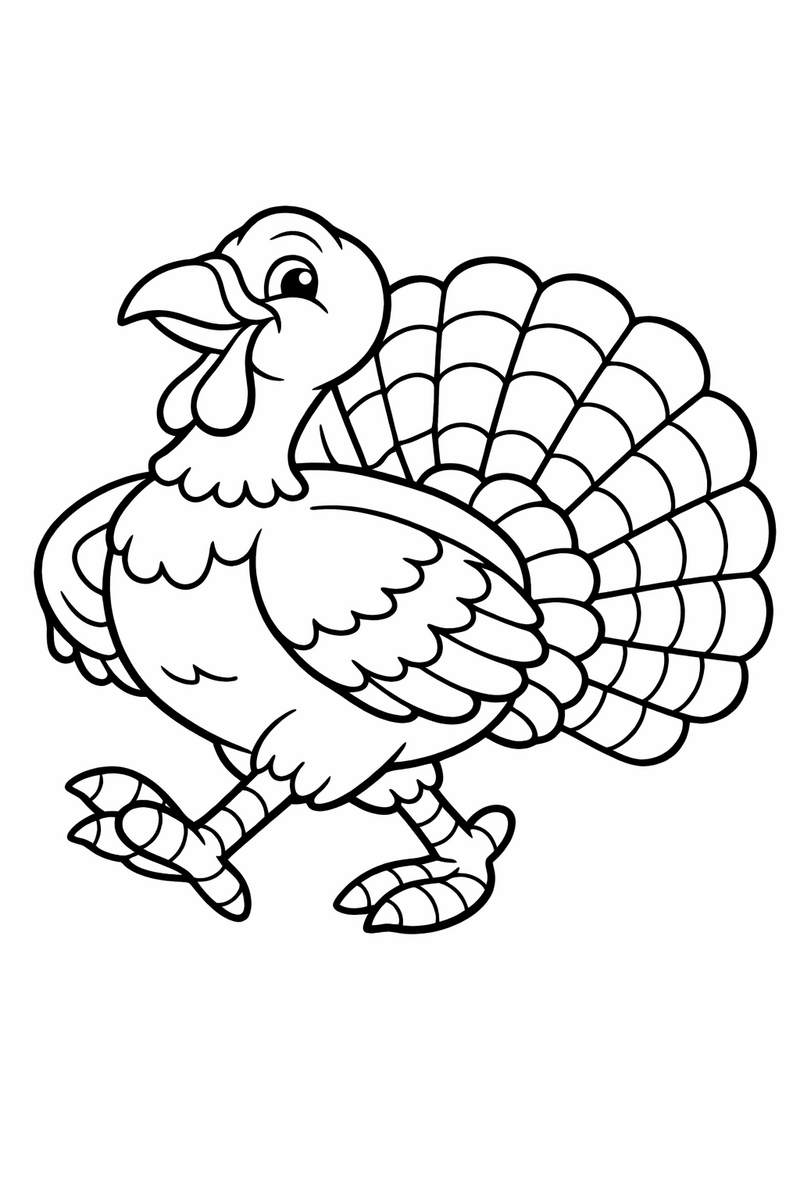 Proud Strutting Turkey coloring page