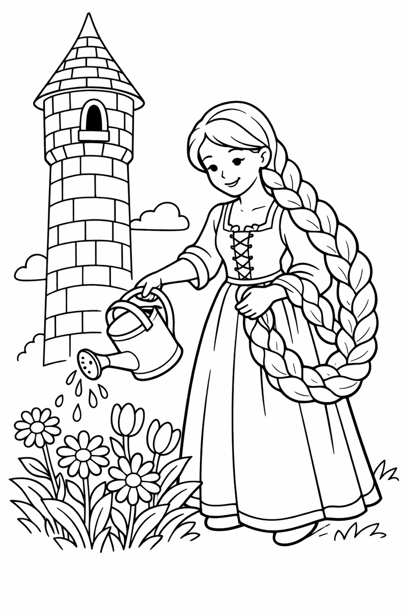 El jardín de la torre, dibujo para colorear
