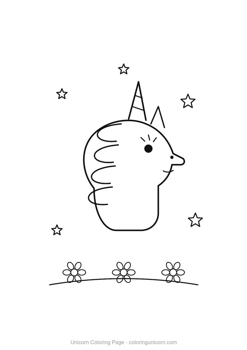 Dreamy unicorn with curly mane coloring page