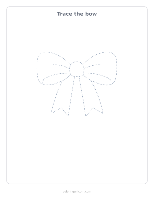 Printable bow tracing page, dashed outline to trace with a pencil