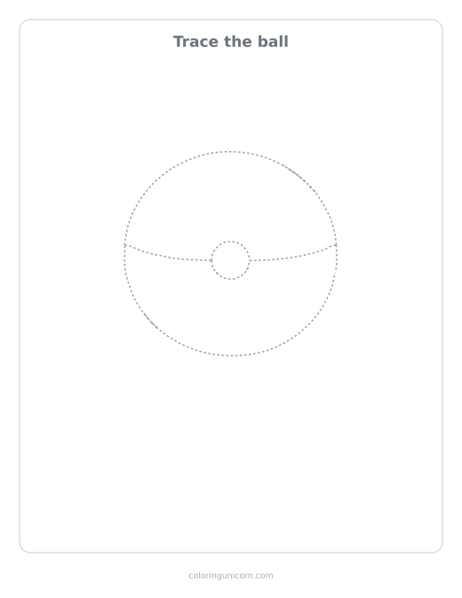 Printable ball tracing page, dashed outline to trace with a pencil