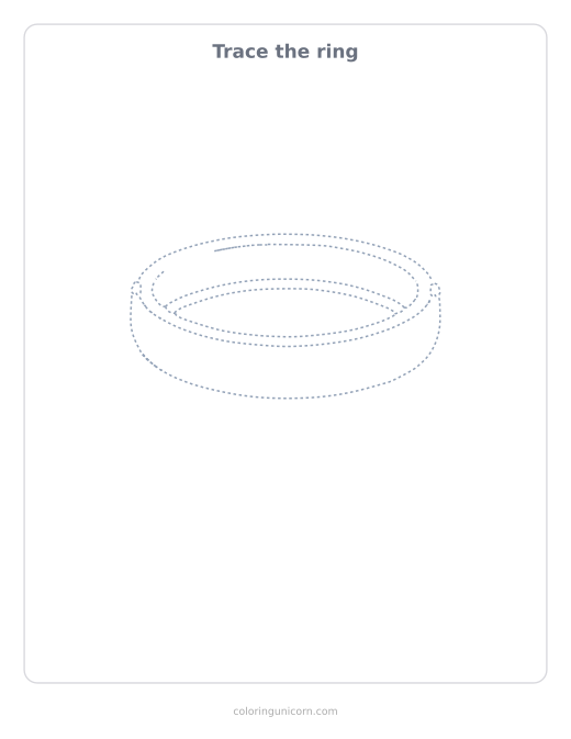 Printable ring tracing page, dashed outline to trace with a pencil